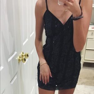 Express black sequin mini dress